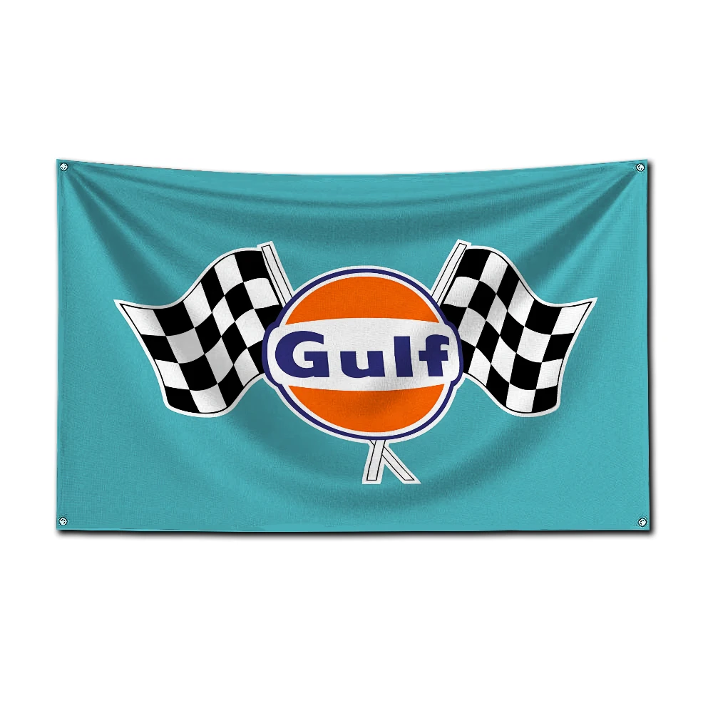 3x5 Ft GulfS Racing Flag Polyester Digital Printing Banner for Garage Wall Art Out Door Decoration With Brass Grommets