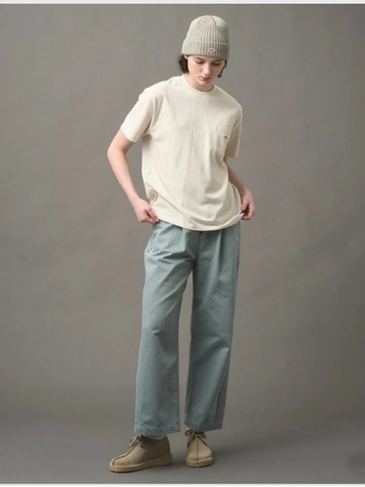 

Dan Dong Women's Elastic Waist Wide Leg Pants Casual Straight Cut Loose Slimming Cotton Trousers Multi-Color Commute Pants