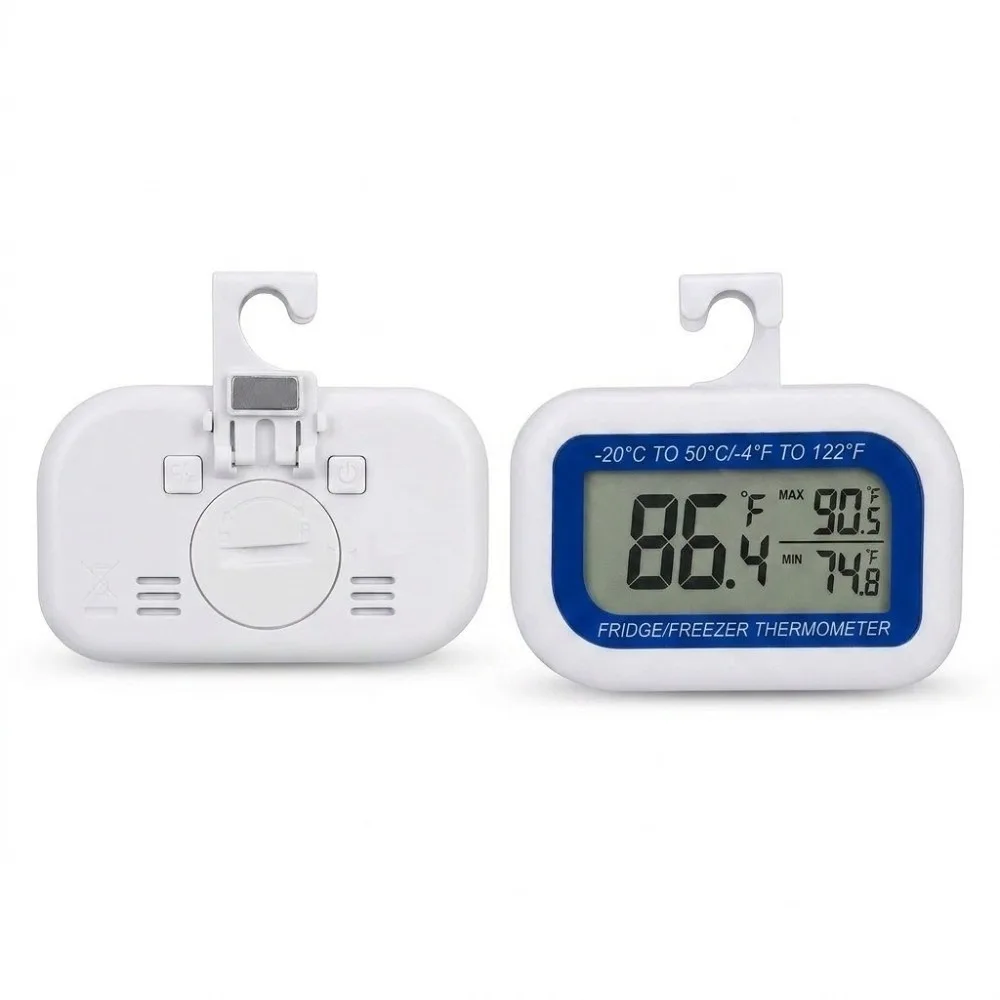 Waterproof Refrigerator Thermometer Max/Min Record Hook Design Digital Thermometer Magnet Mount Digital Display