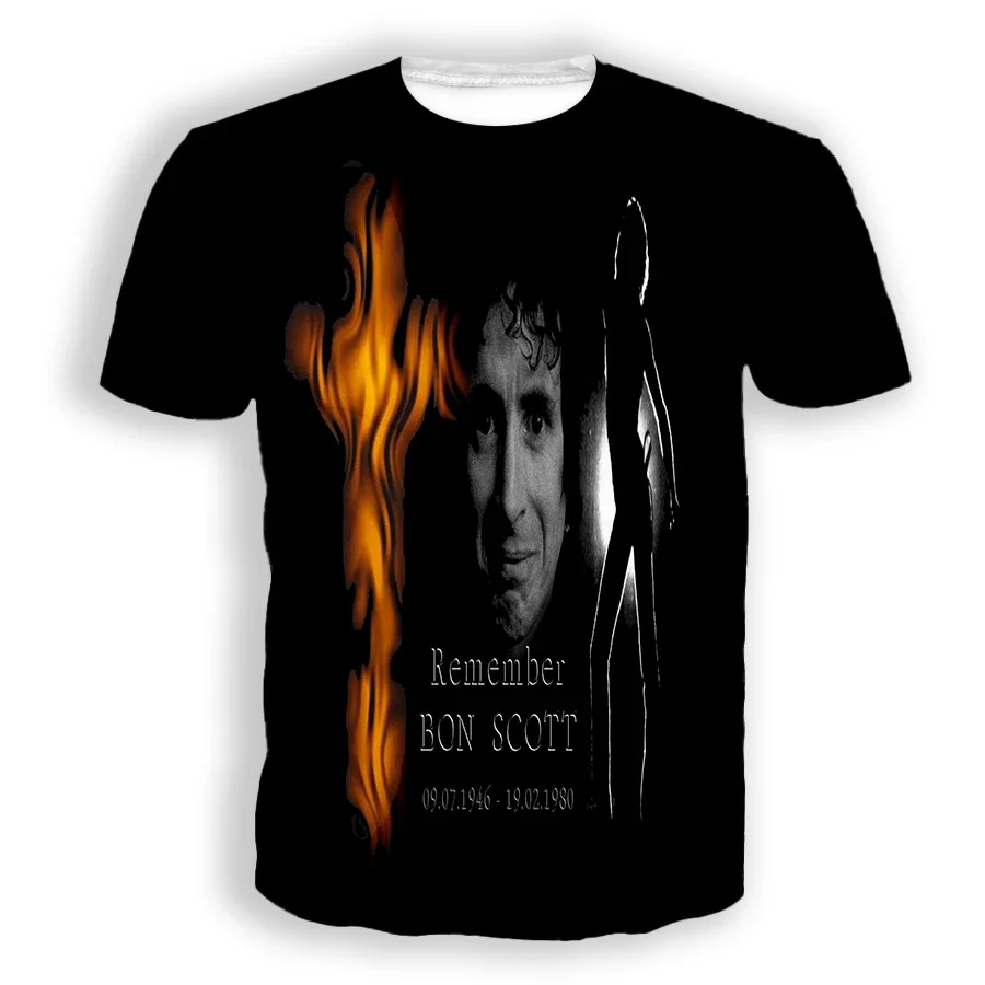 Classic Rock Lead Singer Bon Scott 3D Print Casual Men/Women\'s Hip Hop Short-sleeve Kids T-Shirt Harajuku Styles Unisex Clothes