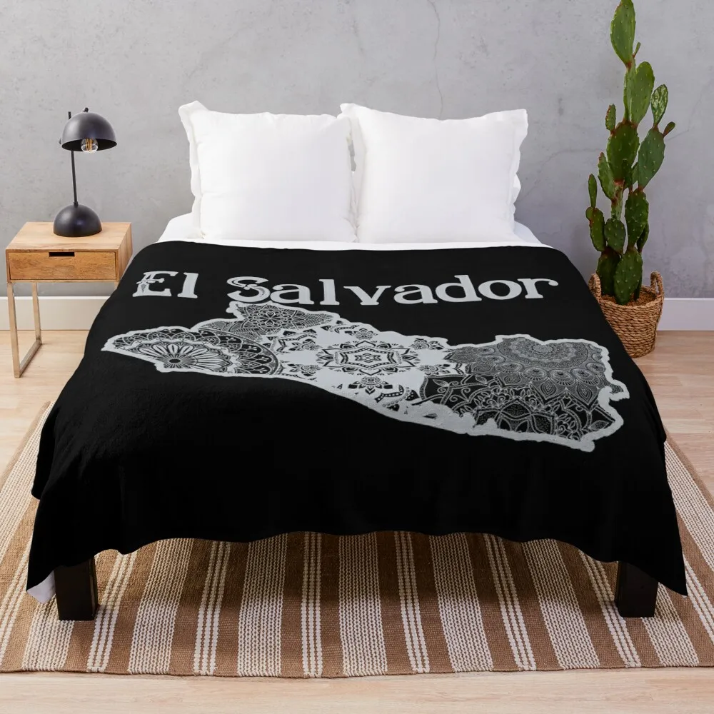 Black and White Map of El Salvador Throw Blanket Sofa Quilt Blankets For Bed Blankets