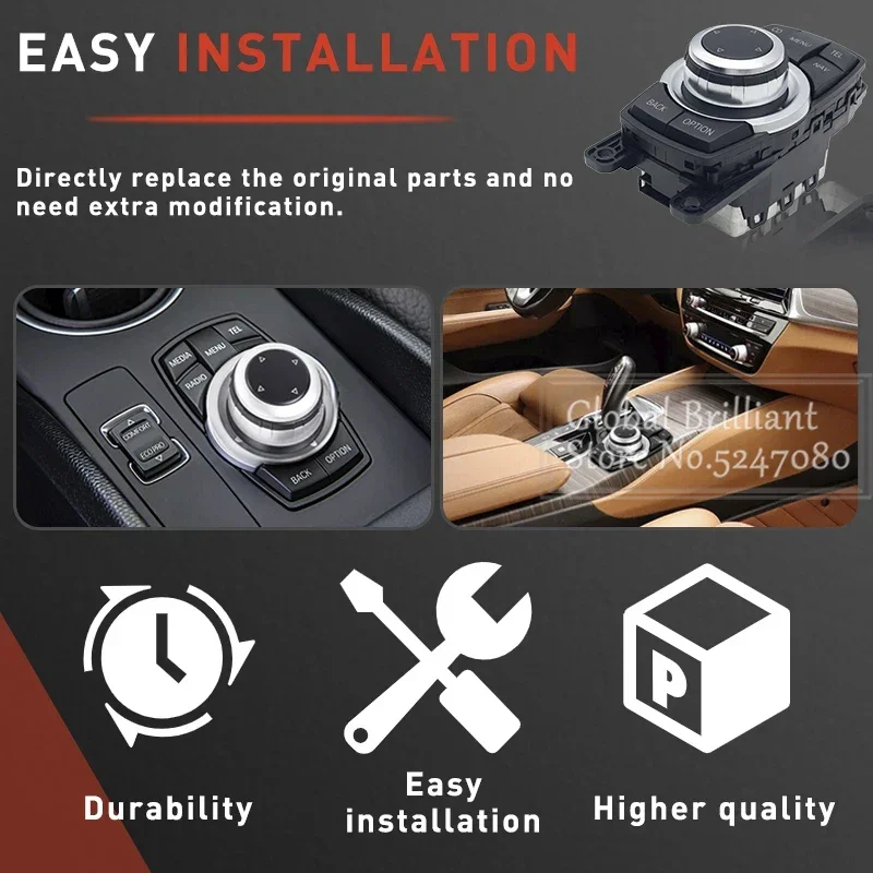 10pin Media Multifunctional Button Switch Controller 65829206446 Multi Media Control Knob for BMW F07 F10 F01 F02 65829206444