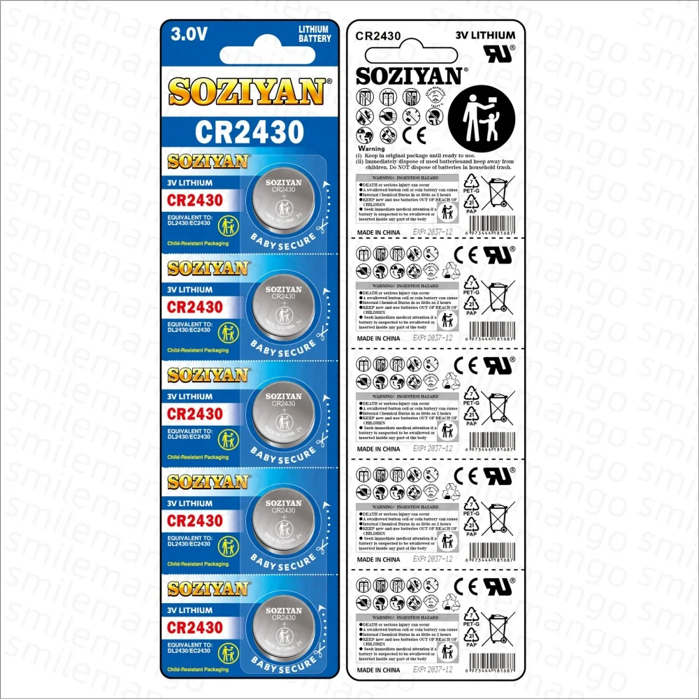 CR2430 3V Lithium Coin Cell Batteries, Suitable for Electronic Scales, Electric Lights, Car Keys, CR 2430 DL2430 BR2430 350mAh