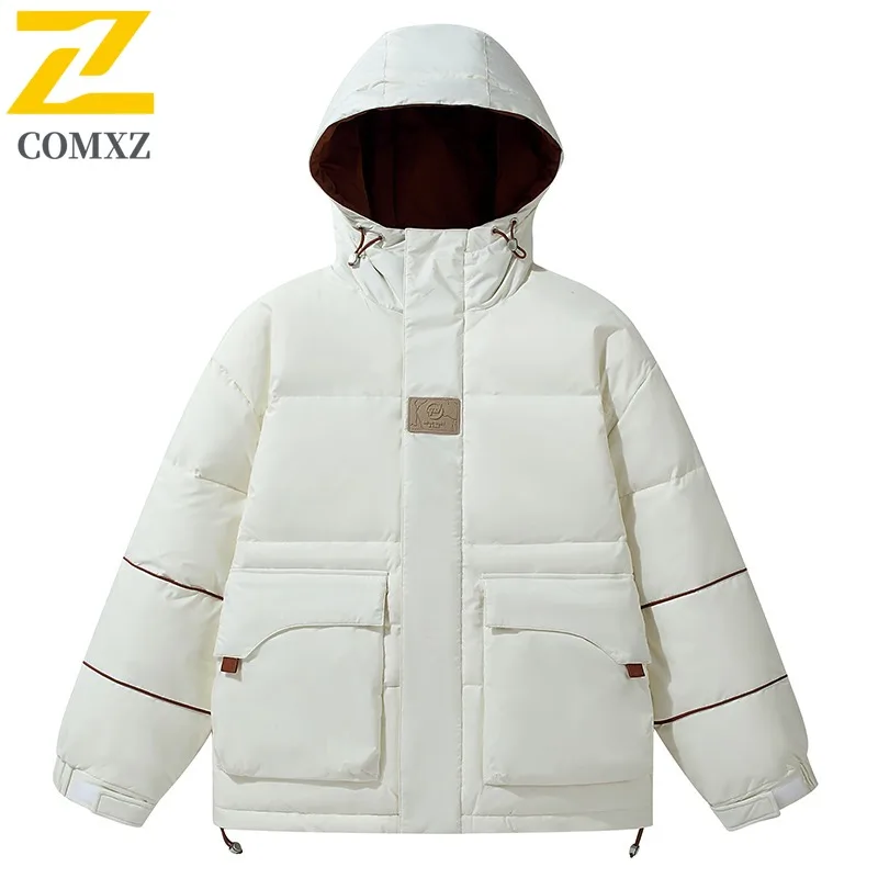 COMXZ Men's Puffer Jacket Classic High Quality Travel 90% White Duck Down Jacket Street Lightweight Warm Thick Winter Padding