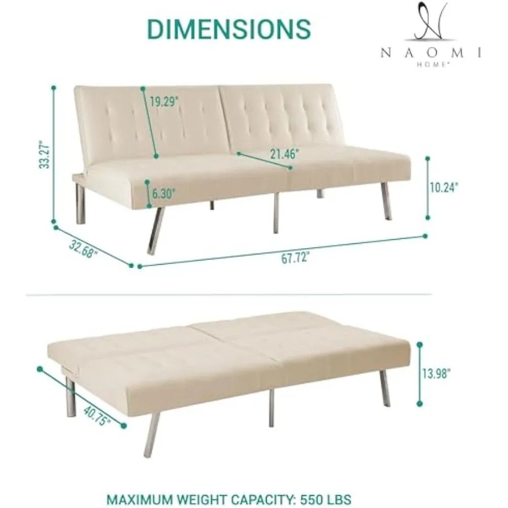 معنقدة سبليت الظهر فوتون للتحويل أريكة سرير فوتون الأرائك لغرفة المعيشة فو الجلود الأريكة السرير مع الكروم الساقين للطي Recl #2