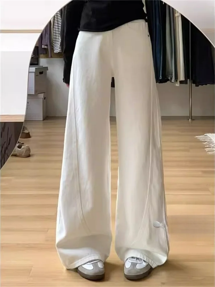 

Широкие джинсы с высокой талией. Женские белые брюки Bootcut. Повседневные длинные брюки с высокой талией. Удобные джинсовые джинсы свободного покроя.