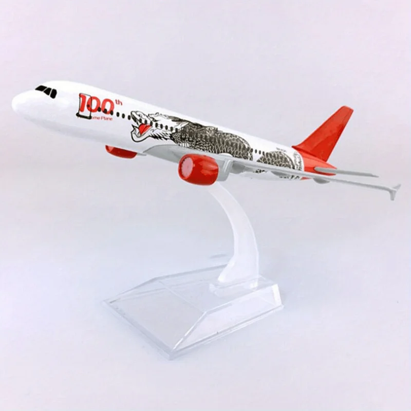 موديل 1:400 مصنوع من خليط معدني Airbus A320 Dragon 320 - تصميم تنين أبيض وأحمر مع حامل عرض، نسخة متماثلة من طائرات الألومنيوم المفصلة #5