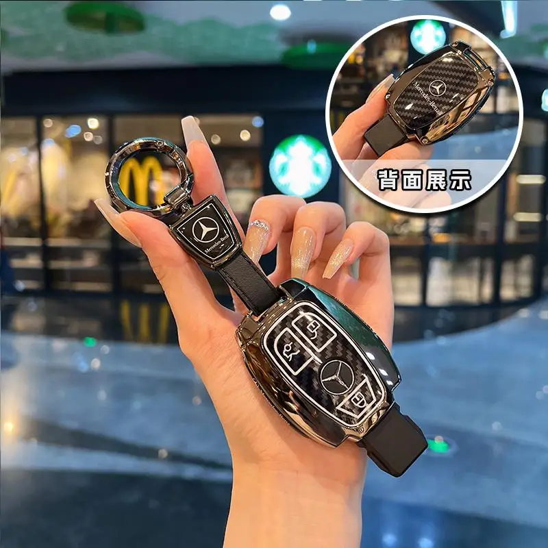 Car Zinc Alloy Key Case Bag Metal Key Shell For Mercedes-Benz A B C E G S V Class GLA GLC GLE GLK Vito Sprinter SL SLK Viano ML