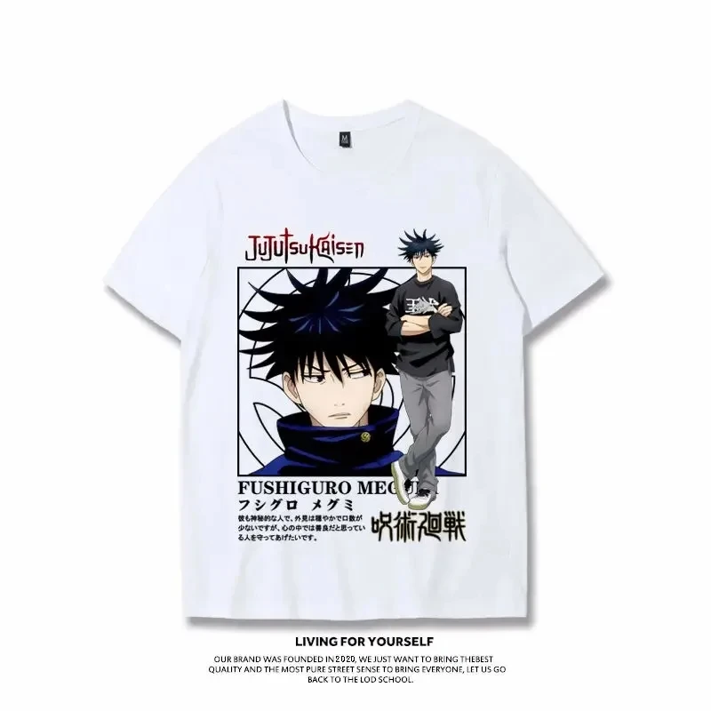 Japanese Anime Short-sleeved Street Casual Men\'s Shirt Jujutsu Kaisen Printed T-shirt Cotton Summer Unisex Top Harajuku T-shirt