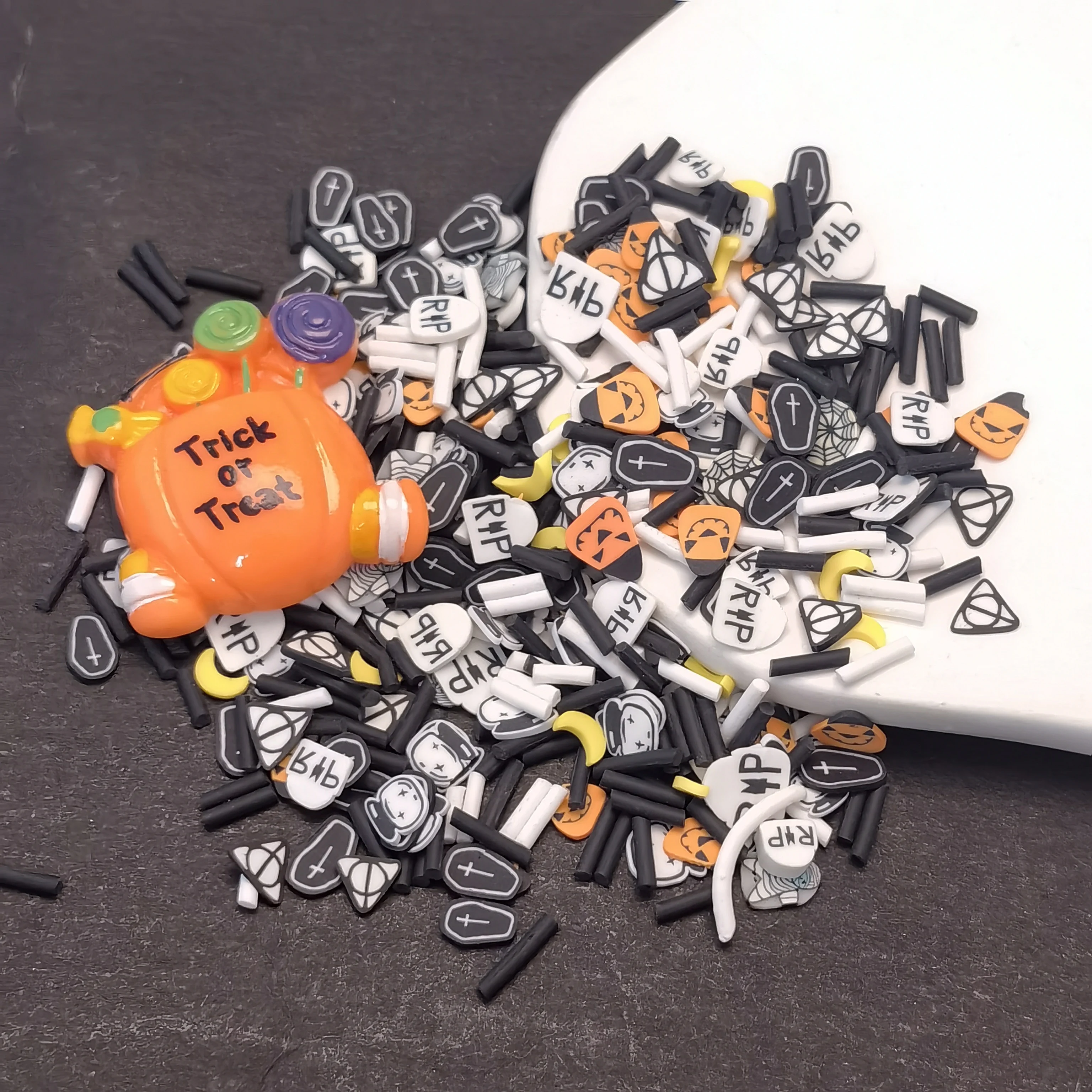 New Halloween Slices Rip Ghost Spider Web Polymer Clay Sprinkles for Crafts Making DIY Kids Play Slime Filling Accessories