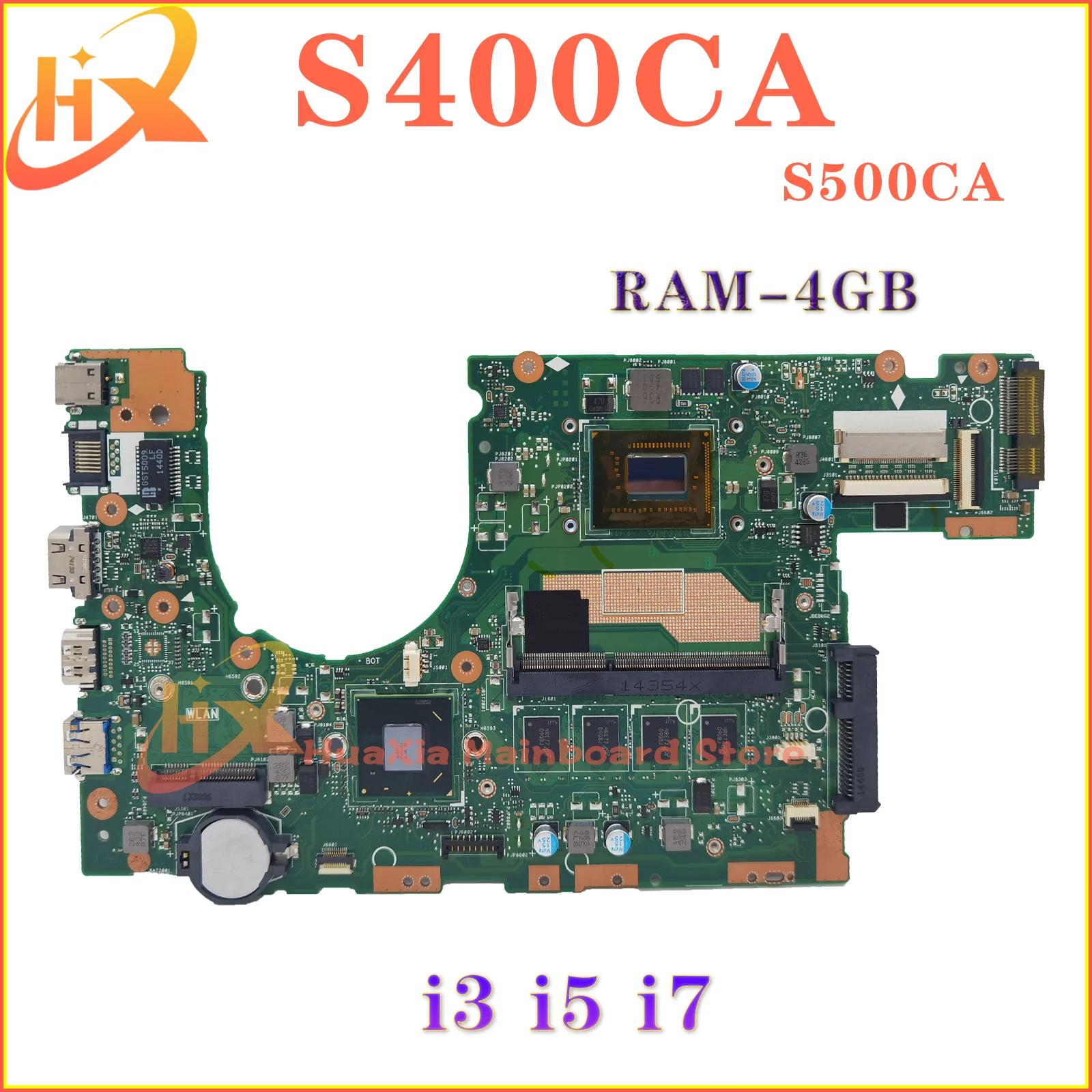 KEFU S400CA Mainboard For ASUS S500CA S400C S500C S400 S500 Laptop Motherboard i3 i5 i7 3th Gen 4G/RAM