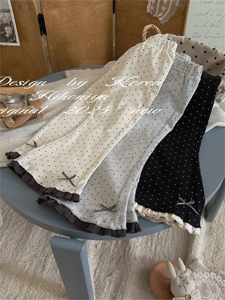 بنطلون نسائي مستقيم الساق بتصميم الجرس لربيع 2025، بنطلون كاجوال أنيق للفتيات الصغيرات