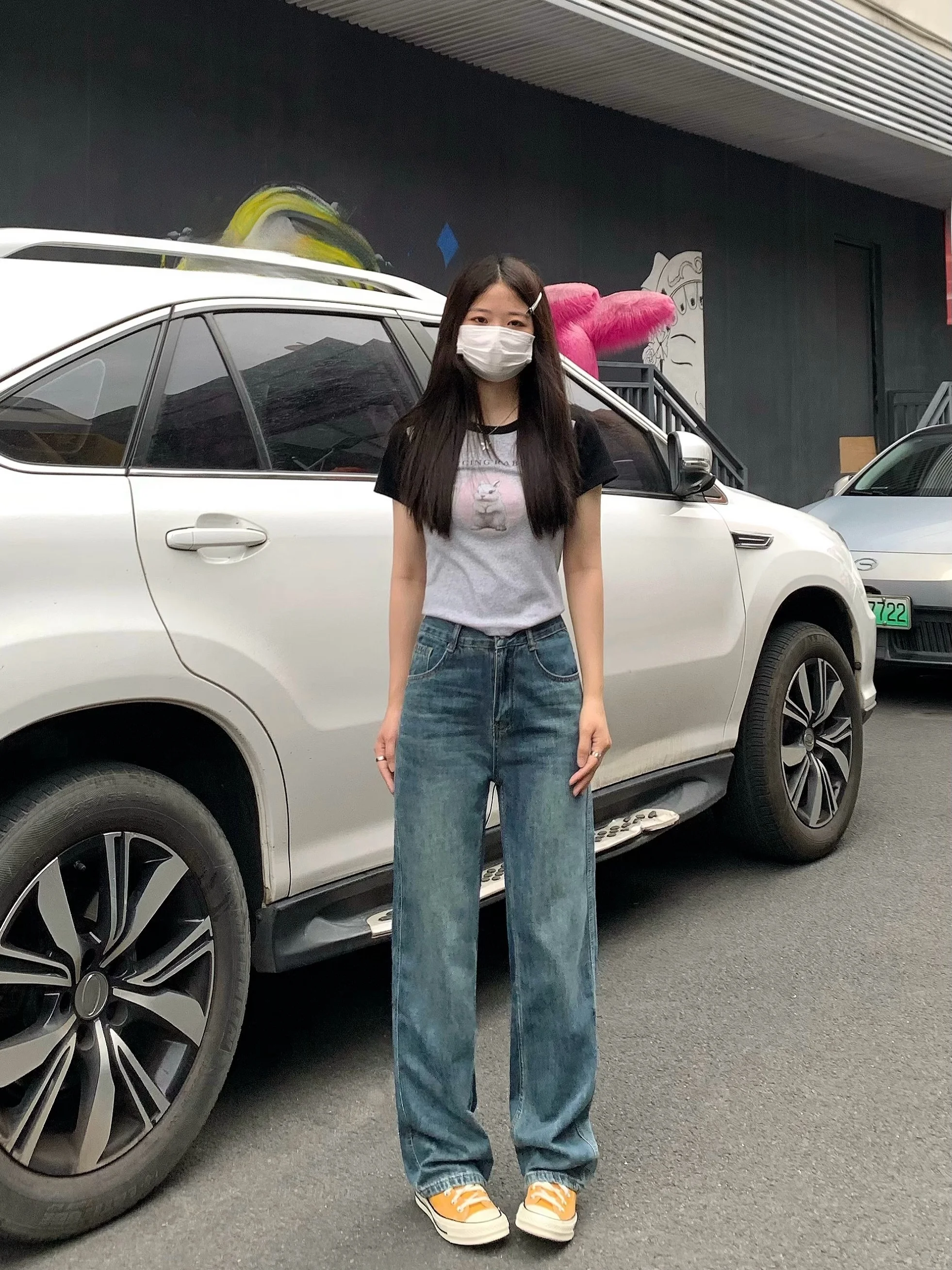 

High Waist Wide Leg Pants Women's Slim Fit Floor Length Versatile Straight Cut Jeans High Waist Slimming Durable All Season