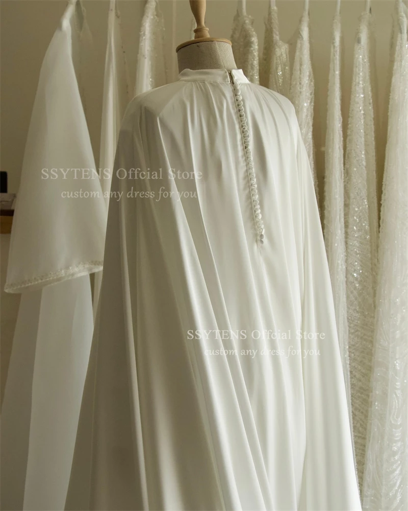 SSYTENS Abiti da sposa musulmani modesti per le donne 2 pezzi Abiti da sposa velati con mantella Abito da sposa lungo personalizzato Abiti da sposa