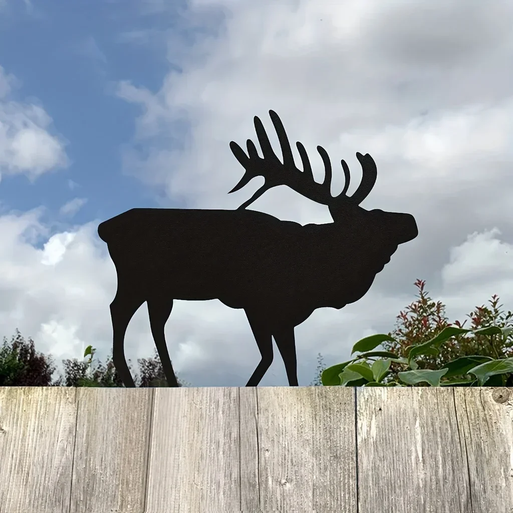 

HELLOYOUNG Christmas Reindeer Metal Silhouette Garden Stake Christmas Garden Decor Fence Lawn Yard Patio Decor for Garden Party