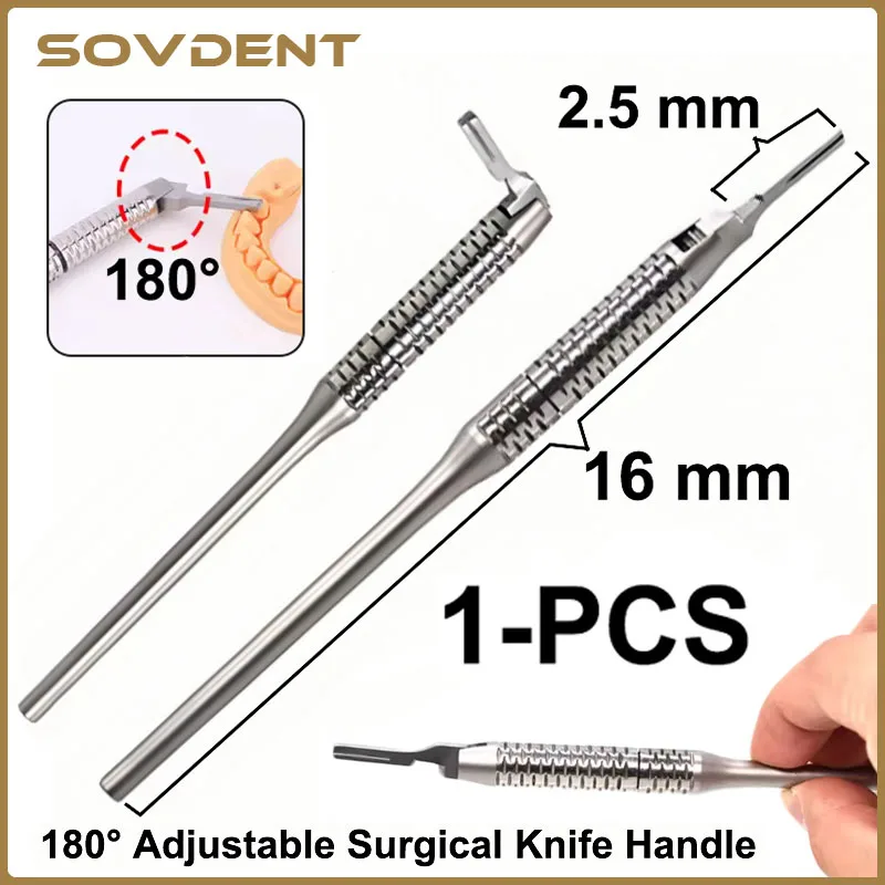 1pc Dental Scalpel Handle Stainless steel Adjustable Surgical Operation Knife Handle Length 16cm180 degree Rotation Dental Tools