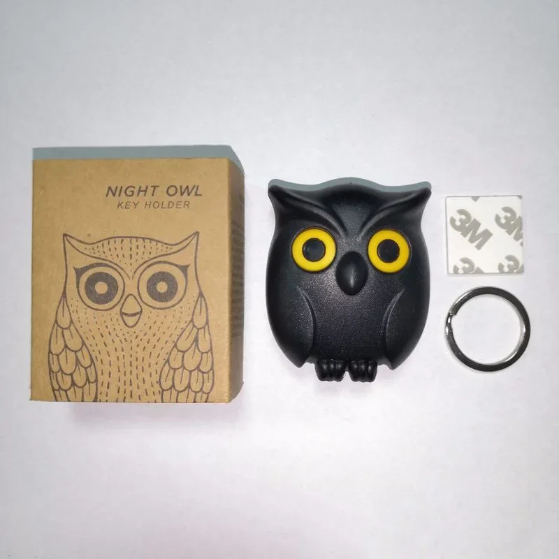 Magnetic Owl Key Holder Wall Hanger, Cute Owl Eyes Open When Keys Are Hung, Keychain Hook for Entryway Home Decor