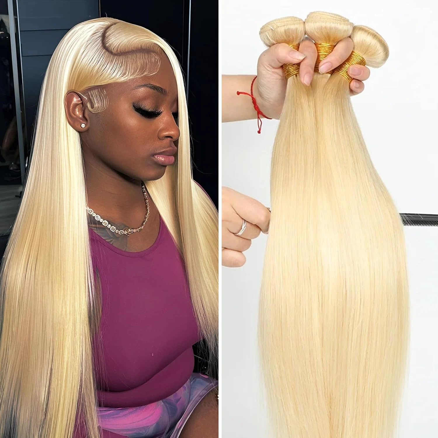 

# 613 Светлые прямые пучки человеческих волос, двойные нарисованные необработанные вьетнамские пучки волос, плетение медового блонда, 100% наращивание человеческих волос