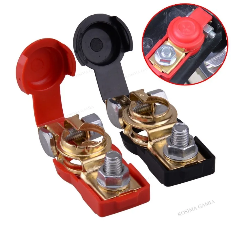 1 Pair Universal Car Battery Terminals Cable Terminal Clamps Connectors Positive and Negative Red and Black Battery Connector