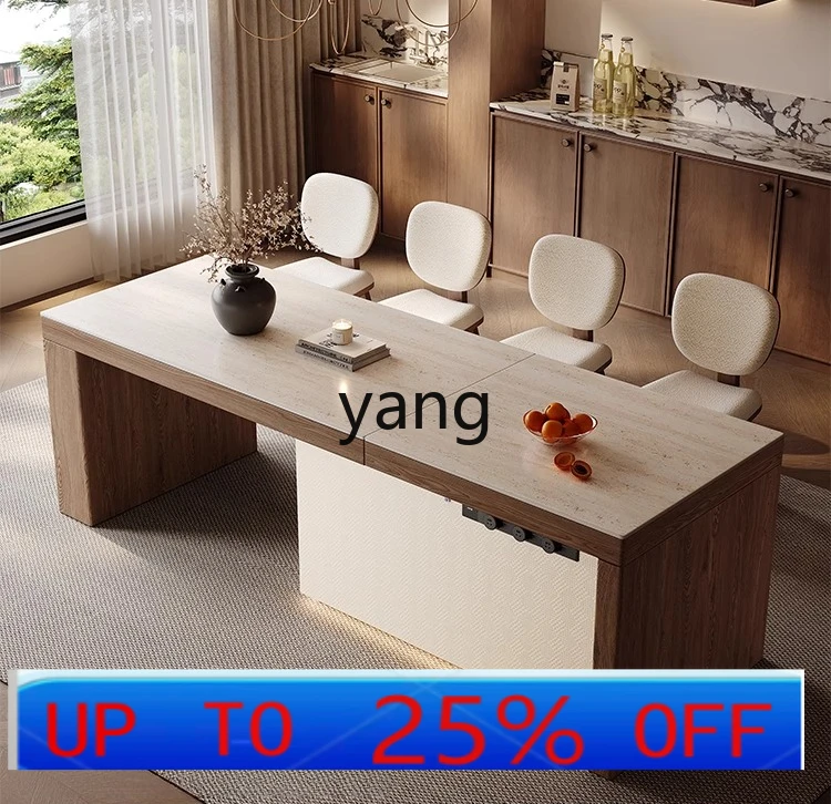 LH small apartment island dining table integrated household retractable medieval rock slab middle island