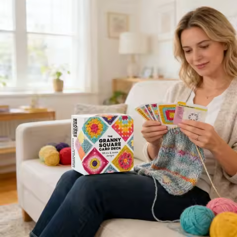 50 Pcs Mix and Match Crochet Knitting Pattern Cards Set with Storage Box for DIY Beginners Home Craft Project Gift Idea Portable