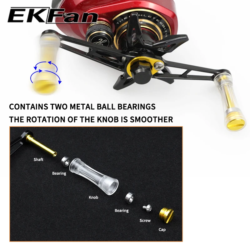 EKFan 105mm Baitcasting Angelrollengriff für A/S/D 7*4/8*5 Loch Aluminiumlegierung BC Rollengriff mit Acrylknopf DIY Zubehör – Detail 8