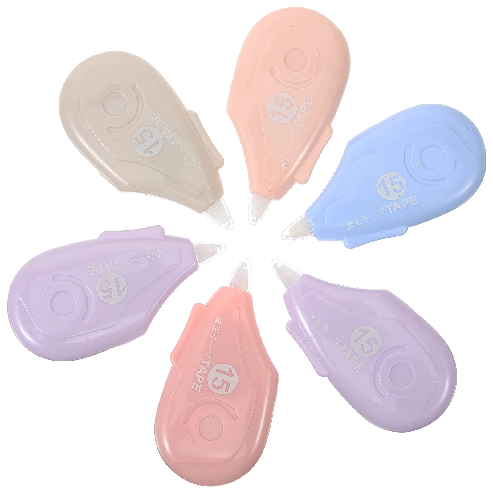 6pcs Color Grip Correction Tape Applicator Opaque Matte Stationery Supplies Student Window Double Line