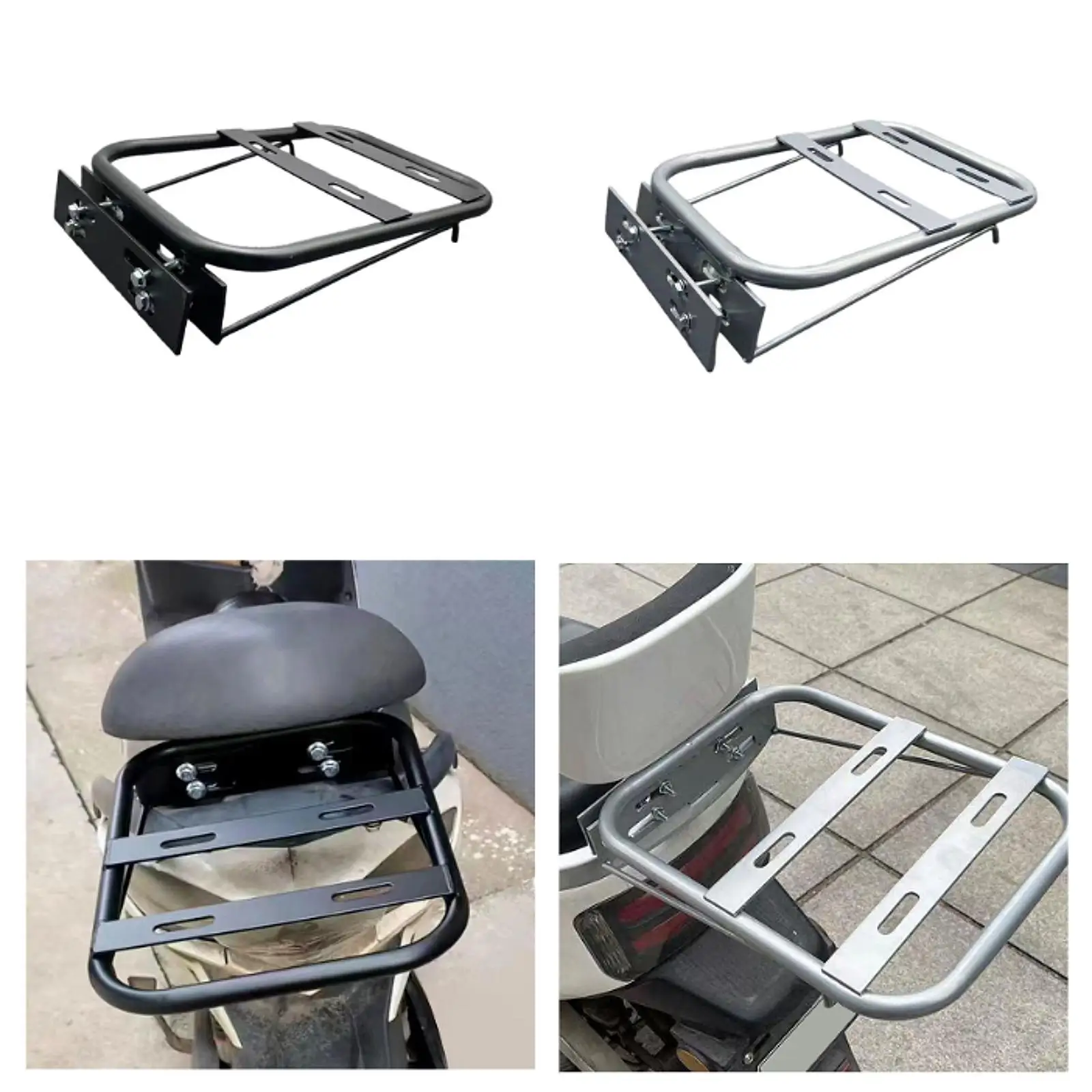 

Durable Iron Motorcycle Rear Luggage Rack Holder for Tail Storage Boxes and Bike Cargo Organizer