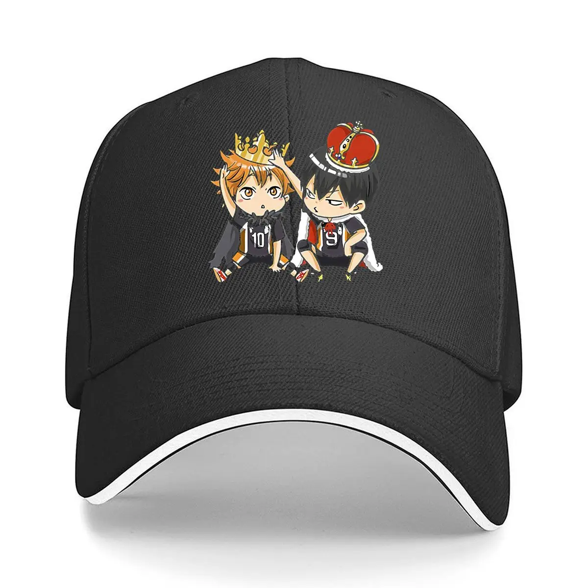 

Haikyuu Chibi Kings Anime Volleyball Character Duo Cute Art Sandwich Baseball Cap