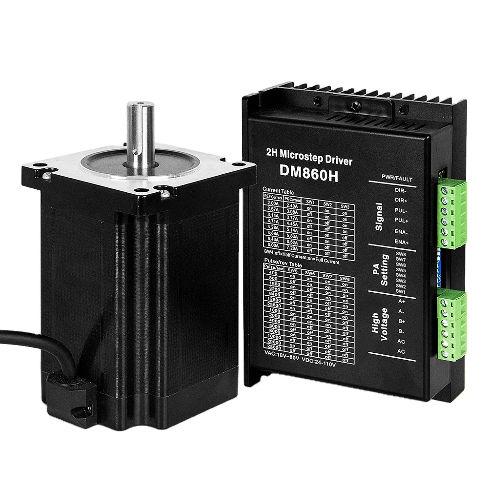 

86*86*118mm 2 Phase Hybrid 3/4 Axis Nema 34 Stepper Motor DM860H Router 8.5 N.m Torque CE Certified 48V DC 1 Year
