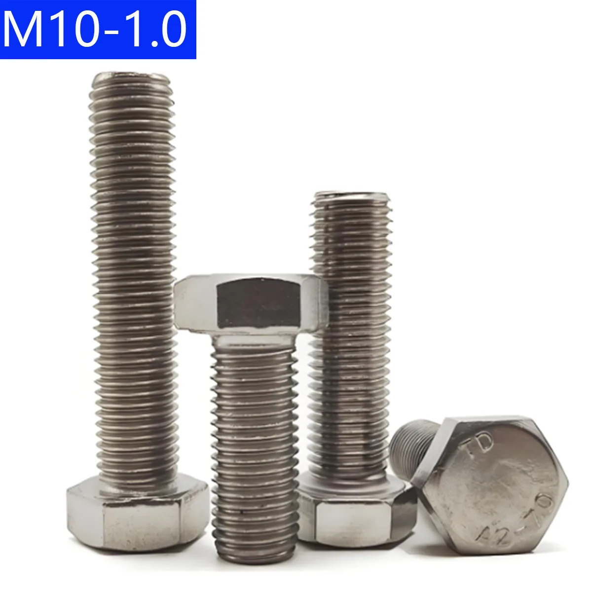 M10 - 1.0 ( 10mm ) Fine Thread 304 Stainless Steel Hex Cap Bolt / Screw DIN 933 Tap A2 - 70