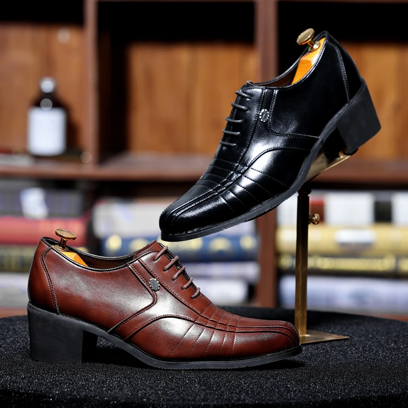 

Новые мужские туфли-оксфорды из искусственной кожи с узором под крокодила, на шнуровке, на квадратном каблуке, для деловых встреч, свадеб и торжеств, 2026 год