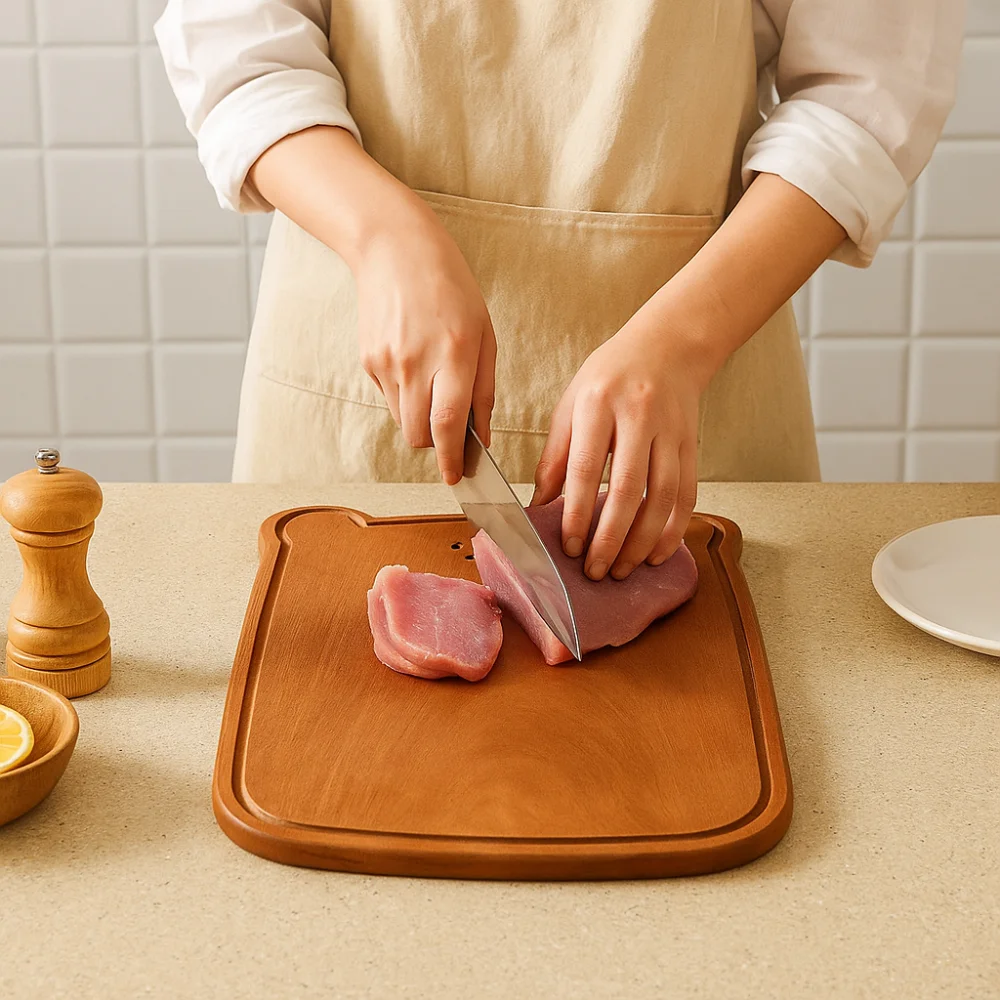 

Solid Wood Bear Cutting Board Eco-Friendly Cute Design Ebony Wood Cutting Board Thickened Bread Board Children's Use
