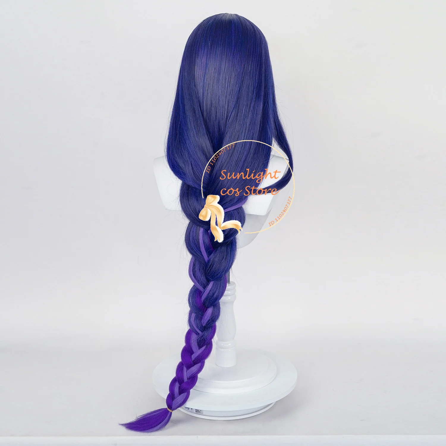 Peruca de Beelzebul trançada, Cabelo sintético resistente ao calor, Anime Baal Cosplay, Azul e Roxo, Resistente ao calor, Raiden Shogun, 100cm