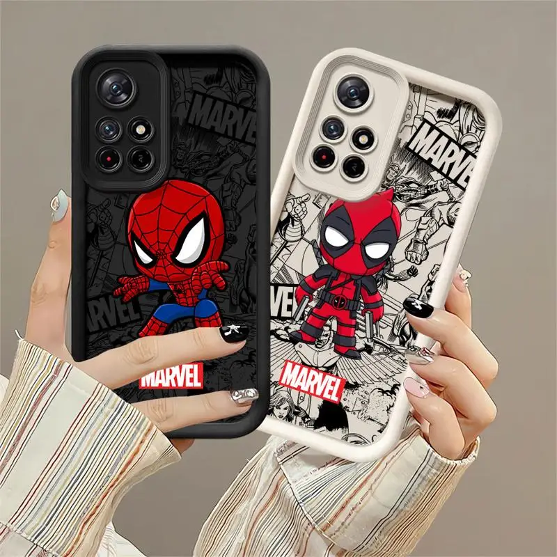 Coque de téléphone avec dessin animé Deadpool Spiderman, coque pour Xiaomi Redmi Note 11, 10 Pro, 9S, 9, 12C, 12S, 10C, 9A, 9C, 11 Lite, casque Bery NDavid