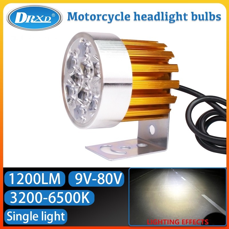  Motorcycle LED SpotLights DC 9-80V 12W 1200LM Universal Motorbike 3200-6500K Single Lihgt Waterproof Long Life For Scooters 