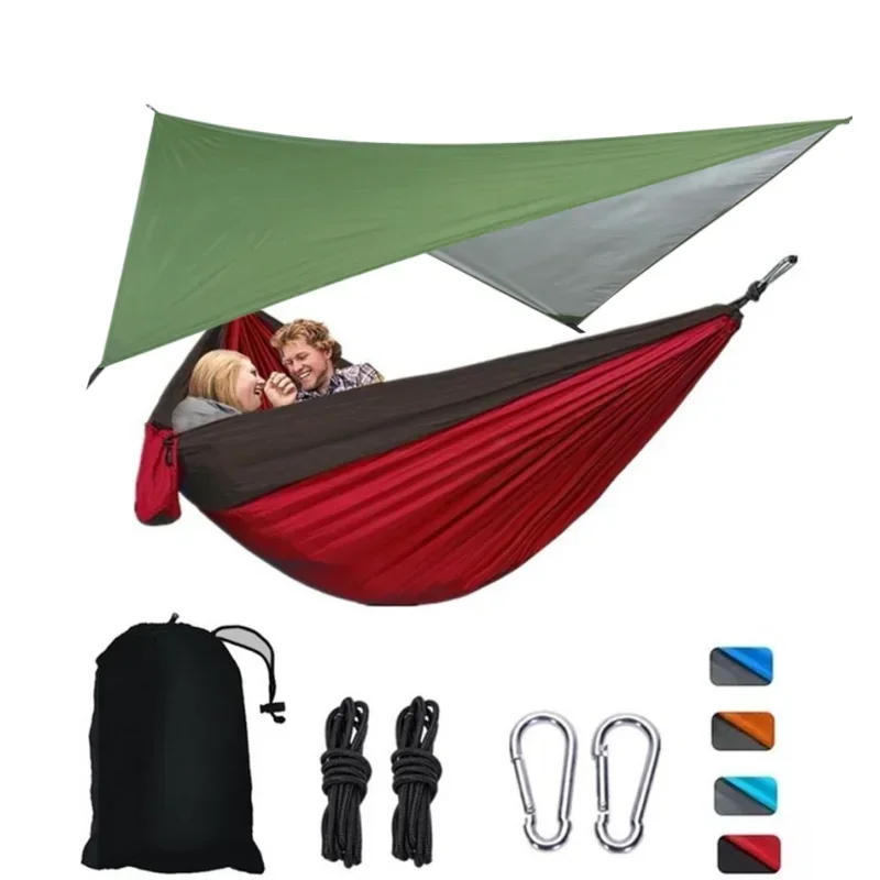 

Portable Parachute Camping Hammock with Sun Shelter Hiking Swing Hanging Chair and Hammock Canopy Shade Rain Fly Combination