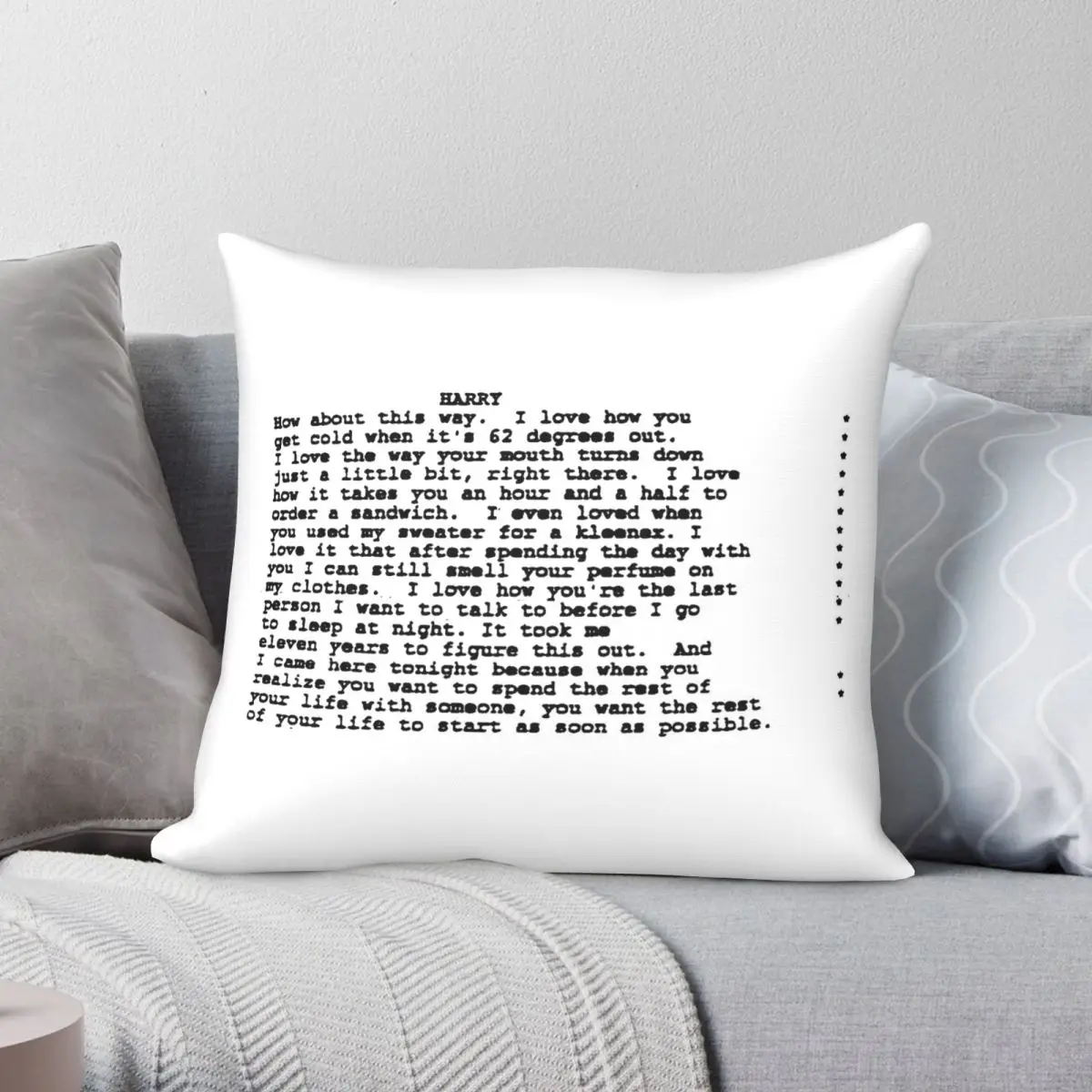 When Harry Met Sally Script Pillowcase Polyester Linen Velvet Creative Zip Decor Throw Pillow Case Car Cushion Cover 18