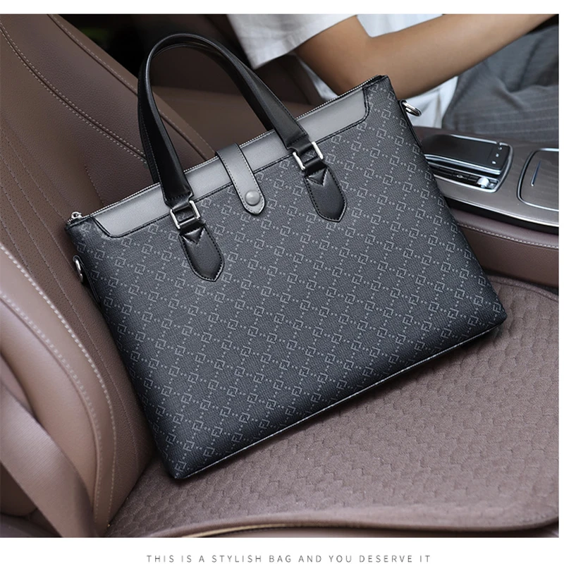 

Men's PVC Briefcases Bag Executives Designer Lawyers Business 14 inch Laptop File Office Shoulder Messenger Crossbody A4 Bag