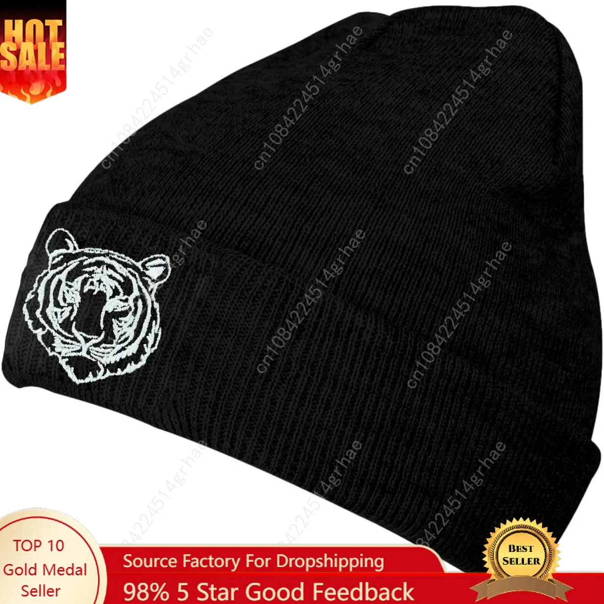 

Black Beanie Hat for Men Women Embroidered Knit Winter Beanies Cap