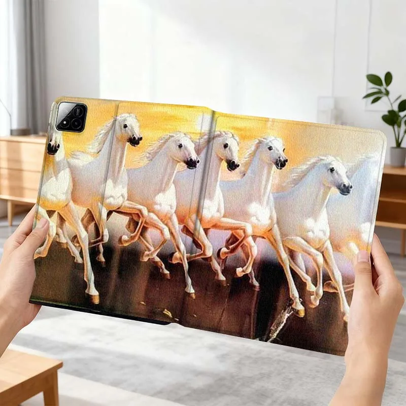 

Running White Horses Art For Xiaomi Mi Pad Mini 4 5 6 7 SE Pro Plus Redmi Pad 2 SE 2025 8.8 11 Foldable Tablet Case Gift