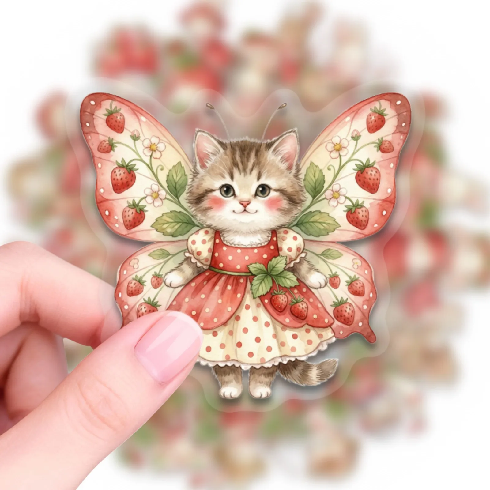 50개입 파스토럴 고양이 토끼 투명 PET 스티커 여행가방 휴대폰 노트북 스크랩북 컵 방수 데칼