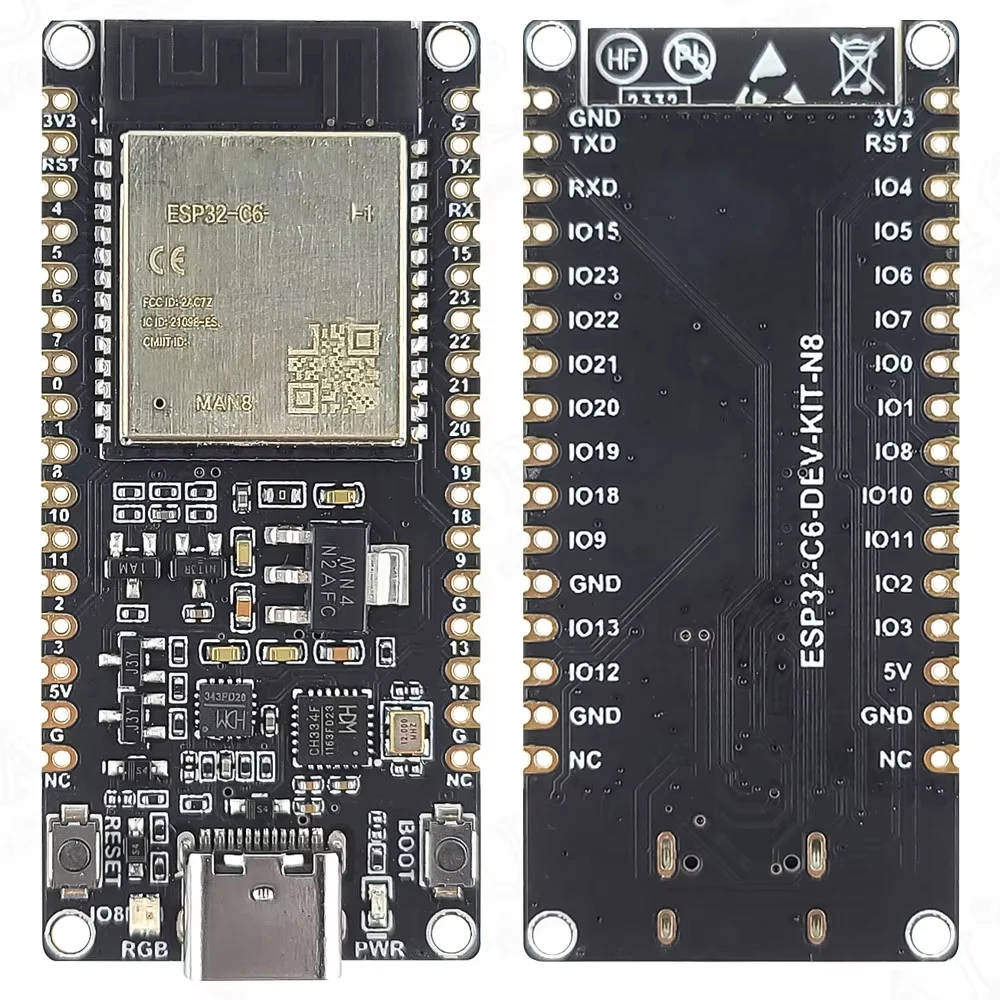 Esp32 c6 placa de desenvolvimento bt wifi módulo 32pin RISC-V mcu 8mb flash ESP32-C6-N8 wifi6 bt5.0 ch343 ch334 tipo-c