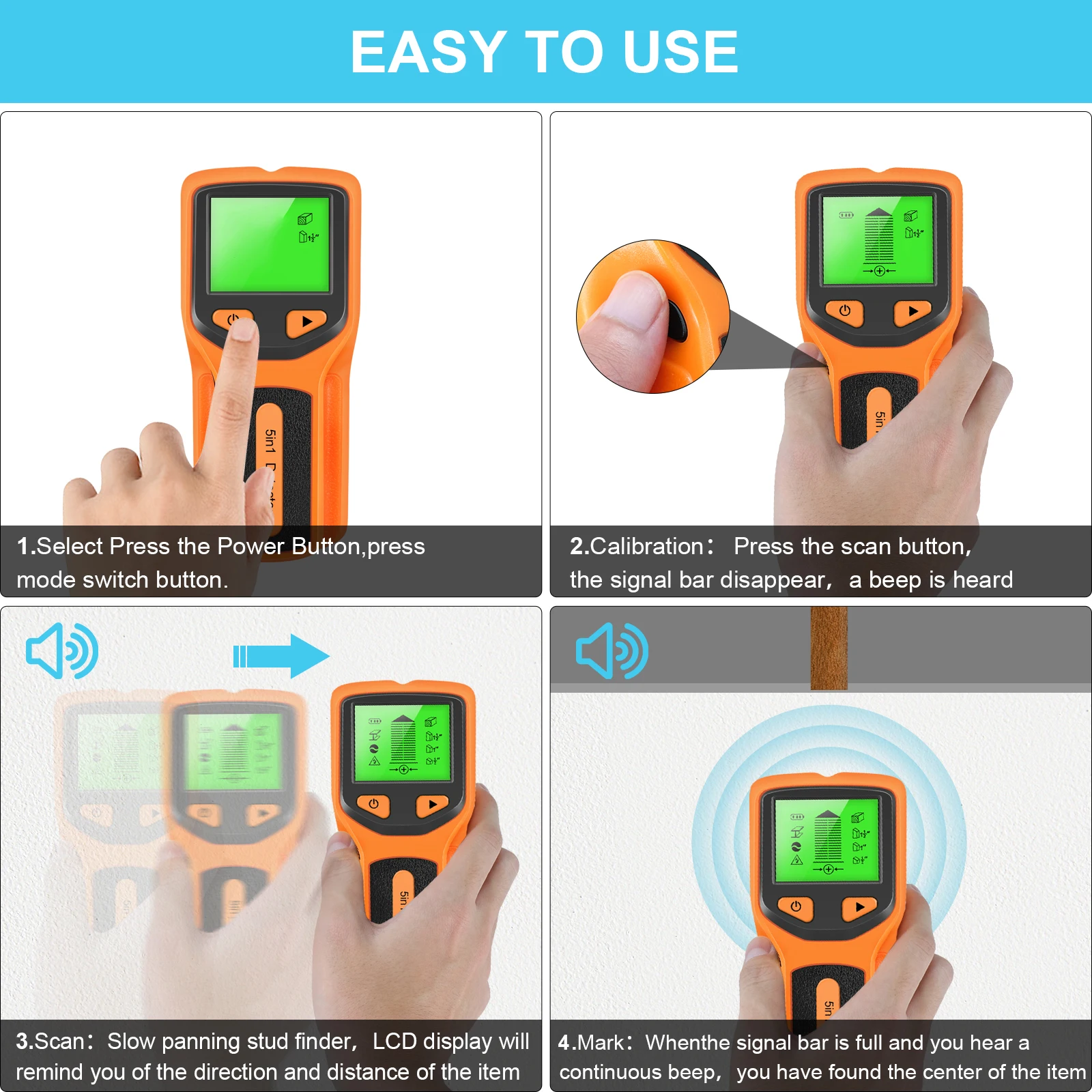 5 In 1 Metal Detector Wall Det - Stud Finder Wall Scanner 5 In 1 评论和价格
