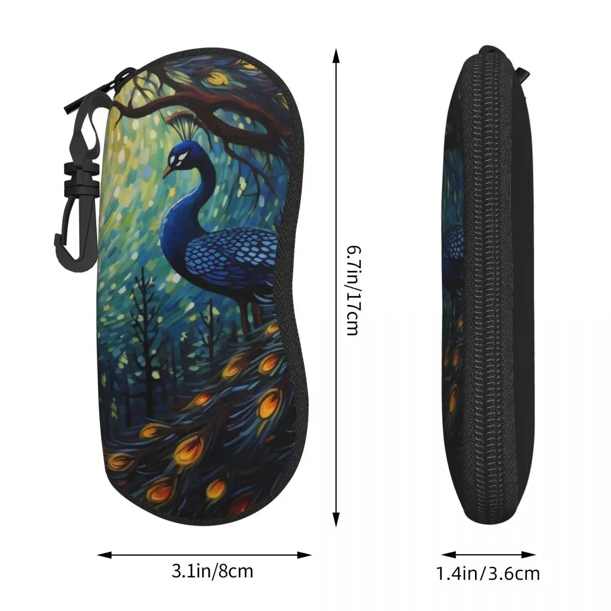 Painting Peacock Glasses Case Cover ry Night Travel Sunglasses  For Male Female Retro Eyewear Box Eyeglass Protector