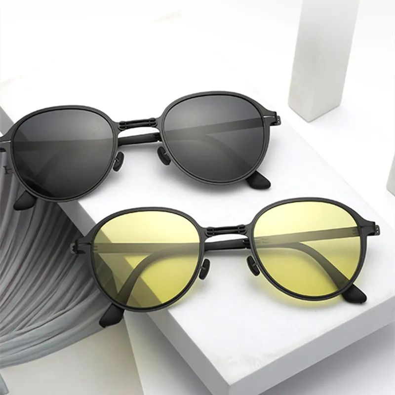 Ultra-light Folding Polarized Photochromic Sunglasses For Men Women Vintage Driving Goggles Yellow Lens Night Vision Glasses