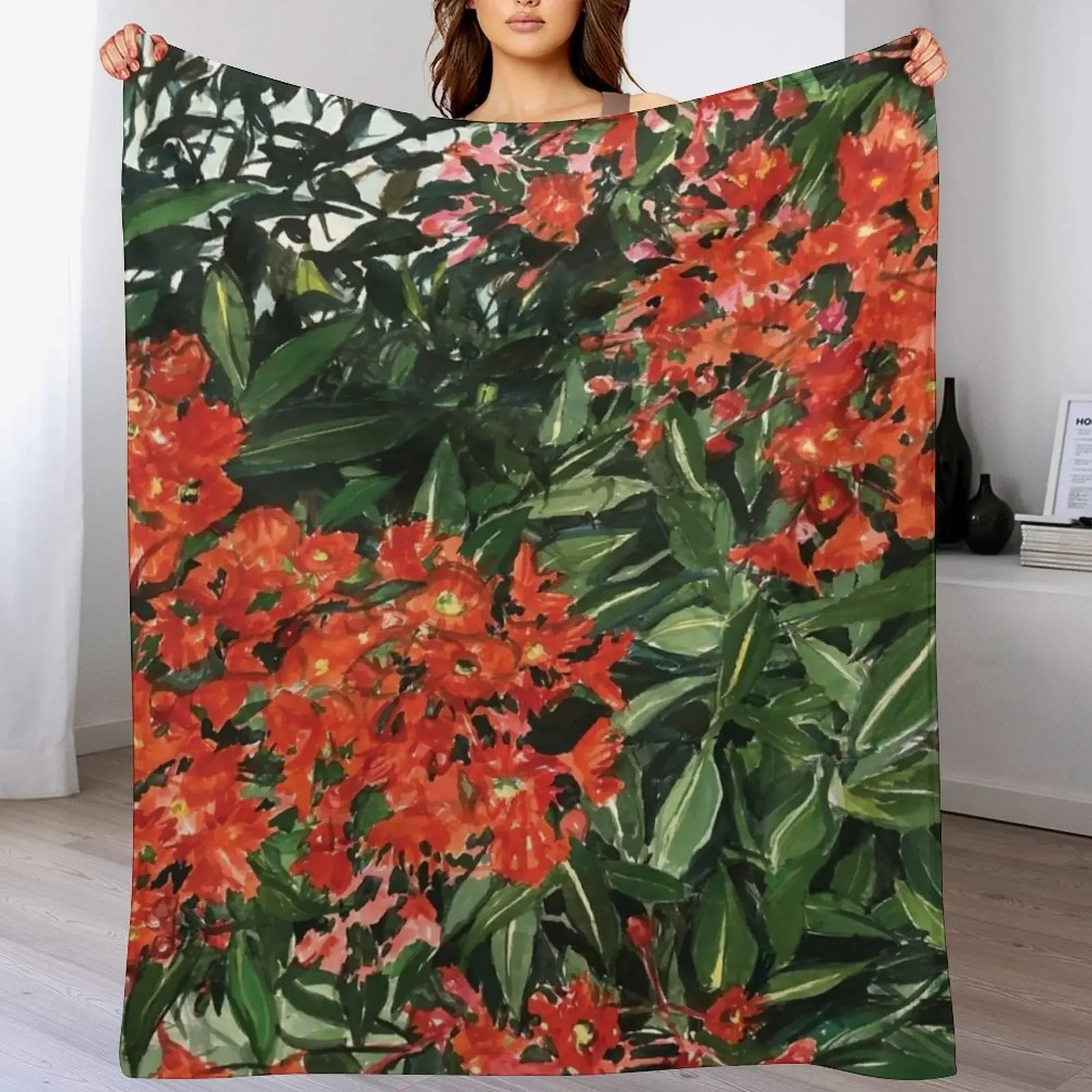 

New Red Flowering Gum Throw Blanket Long Lasting Soft Plush Blanket for Daily Use