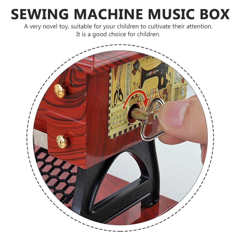 

Sewing Machine Shape Mechanical Musical Box Exquisite Workmanship No Needed Retro Desktop Decoration Home Office