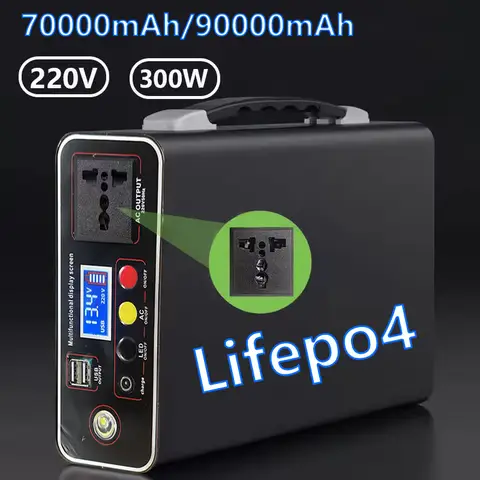 New Outdoor Camping Portable 220V 300W Power Bank 90Ah LED Display Home Emergency Camping Power System Charging Generator Backup