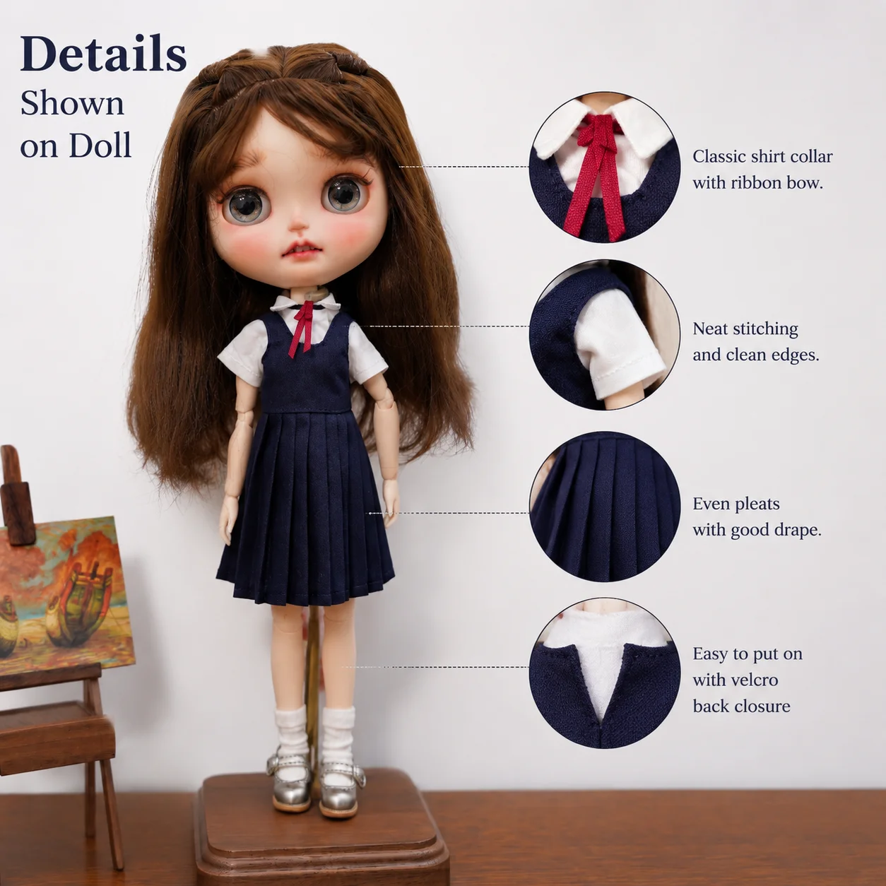 Blythe doll Clothing Accessories OB22 OB24 Azone College Style Pleated Skirt Dress Shirt Set